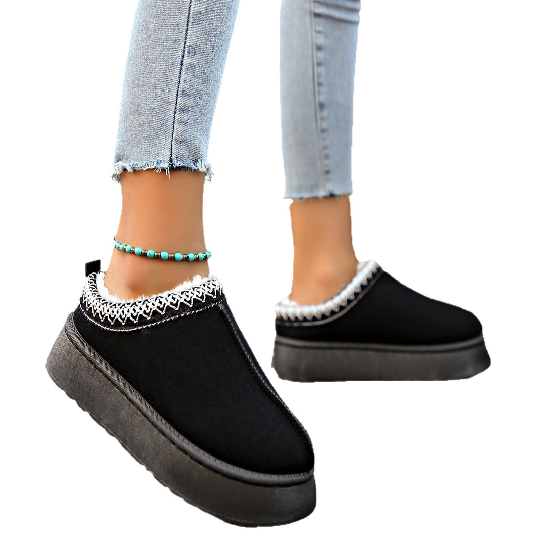 Women's Lined Slippers-Mules with Teddy Lining and Decorative Knit Trim Mune Fashion