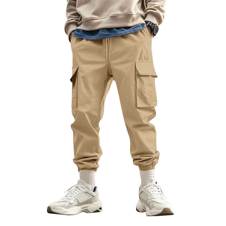 Men's Tapered Cargo Joggers with Drawstring, Patch Flap Pockets and Elastic Cuffs Mune Fashion