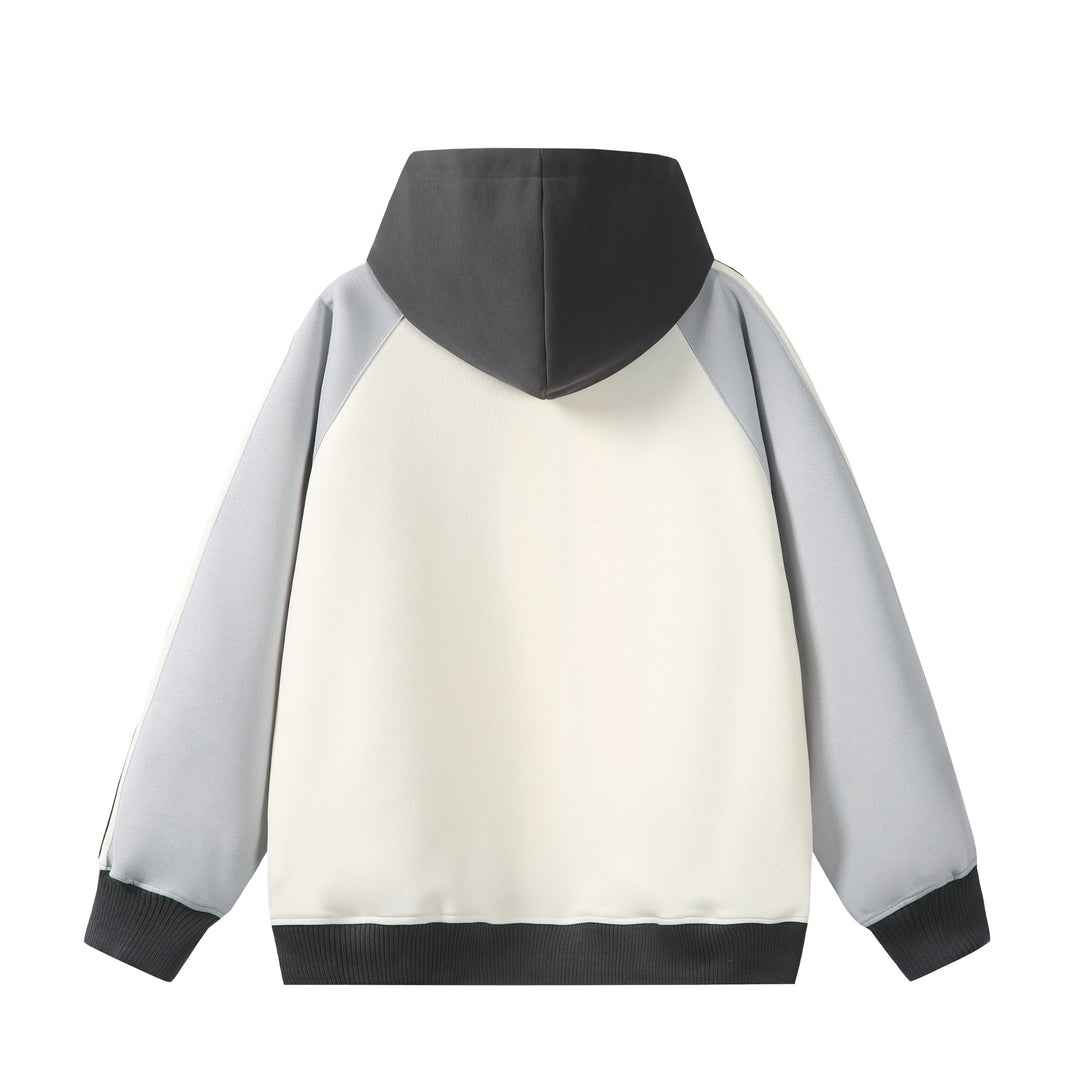 Unisex Hooded Zip Jacket in Retro Sports Style with Color Block Inserts and Kangaroo Pocket Mune Fashion