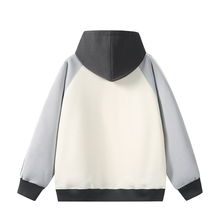 Unisex Hooded Zip Jacket in Retro Sports Style with Color Block Inserts and Kangaroo Pocket Mune Fashion