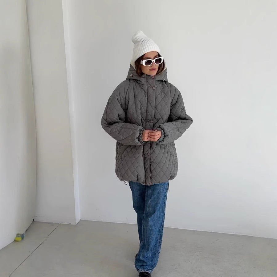 Women's Oversize Quilted Jacket with Teddy Lining and Hood Mune Fashion