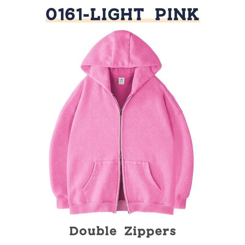 Unisex Oversized Hoodie Jacket with Double Zipper and Kangaroo Pockets Mune Fashion