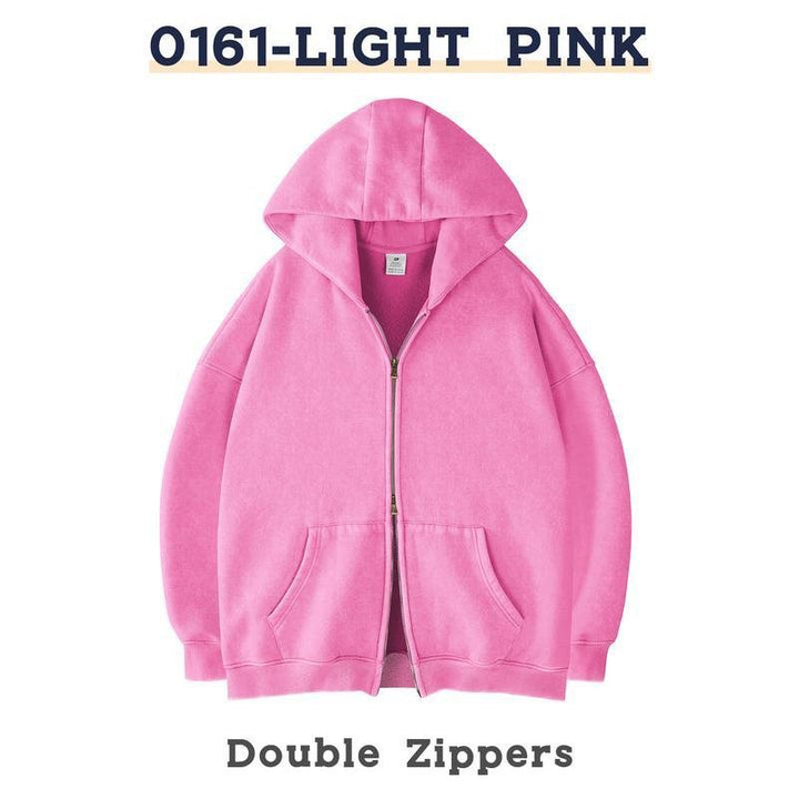 Unisex Oversized Hoodie Jacket with Double Zipper and Kangaroo Pockets Mune Fashion