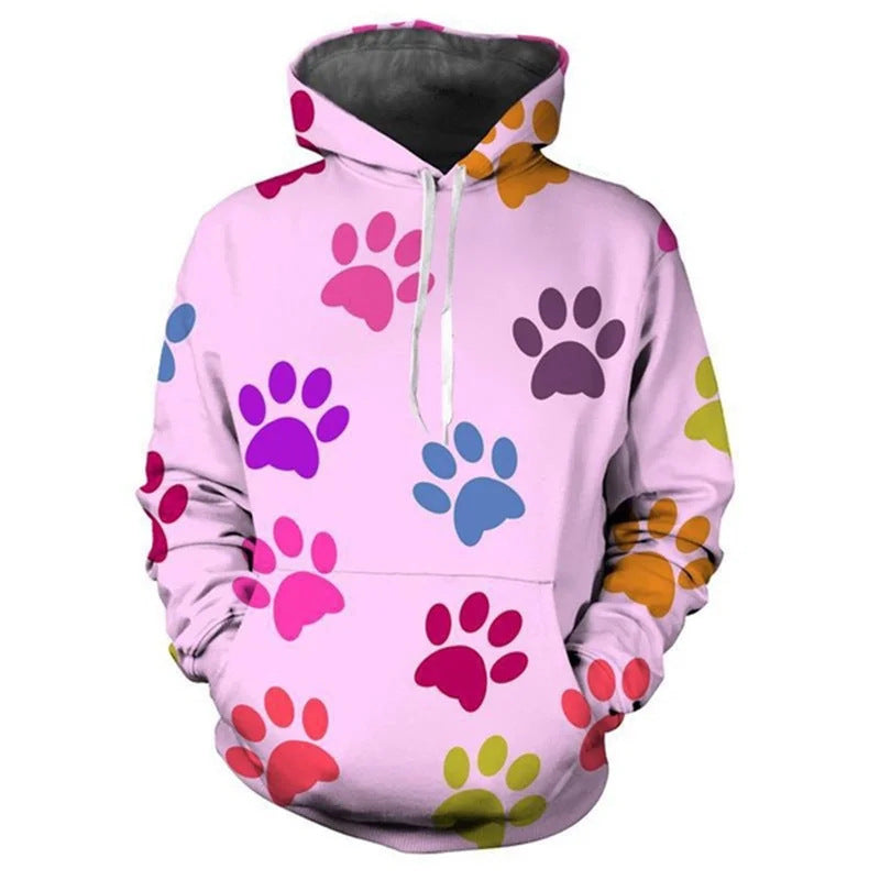 Women Funny Hoodie with Paw Print Mune Fashion