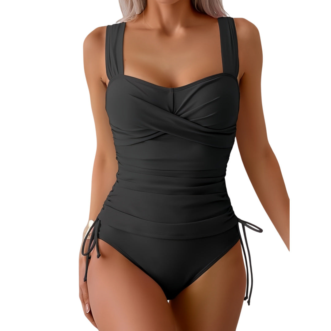 Women's One-Piece Swimsuit with Modern Wrap Design and Sporty Cut Mune Fashion