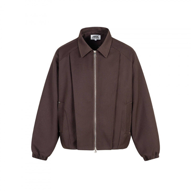 Unisex Boxy transitional blouse with shirt collar, two-way metal zipper and elastic cuffs Mune Fashion