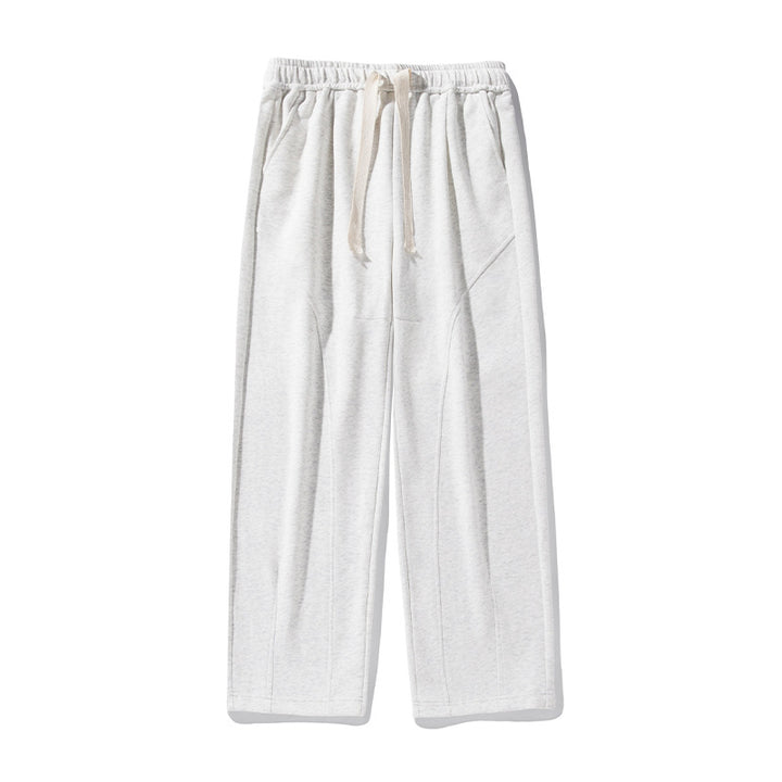 Unisex Wide Relaxed Leisure Pants with Elastic Waistband, Drawstring and Distinctive Creases Mune Fashion