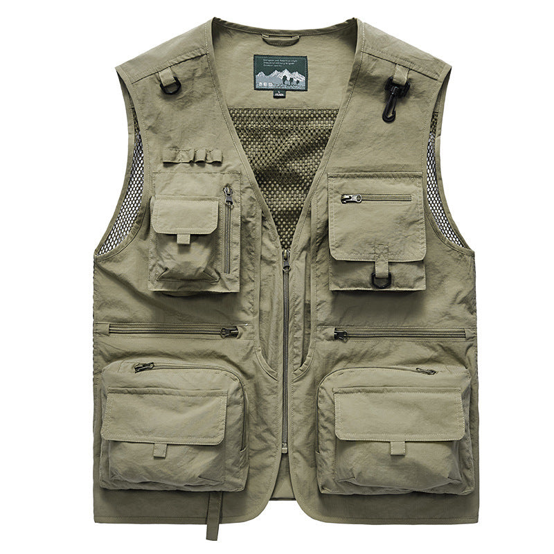 Men's multifunctional fishing vest with mesh back, versatile zip and flap pockets Mune Fashion