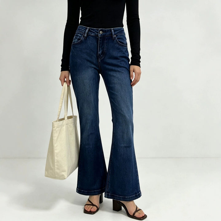 Women's High-Waist Flared Jeans with figure-hugging waistband and wide flare Mune Fashion