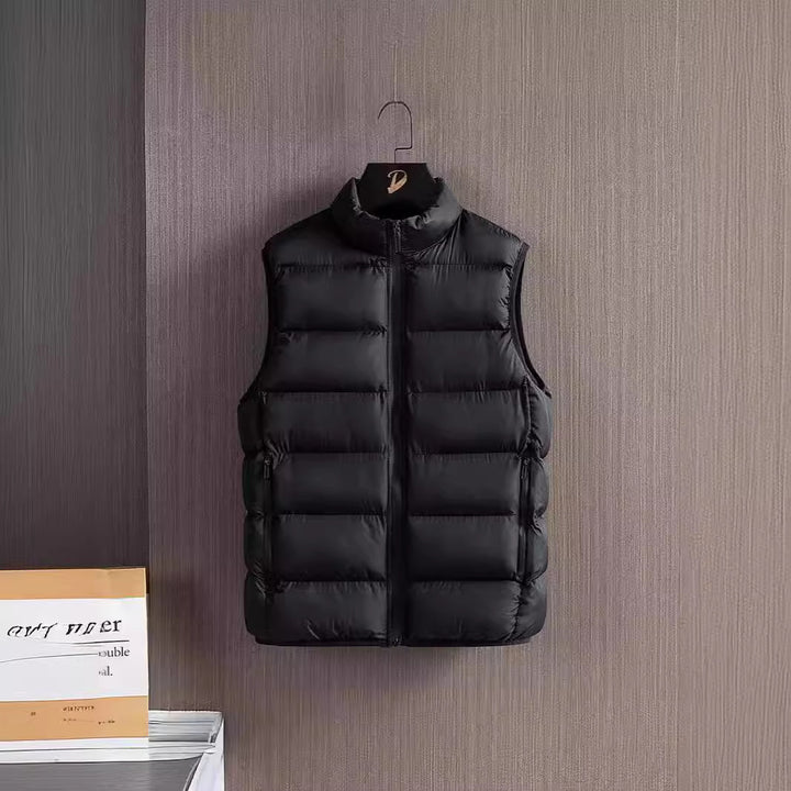 Men's Lightweight Down-Alternative Quilted Vest with Windproof Outer Shell, Stand Collar and Water-Repellent Zippers Mune Fashion