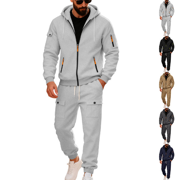 Men's urban hooded tracksuit made of cotton blend with cargo pockets and functional zippers Mune Fashion
