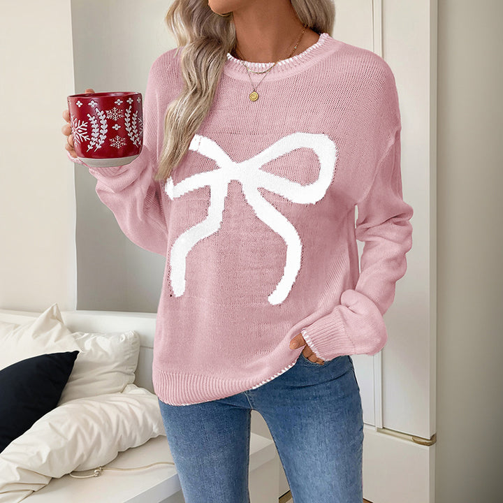 Women Comfortable Sweater with Bow Pattern Mune Fashion