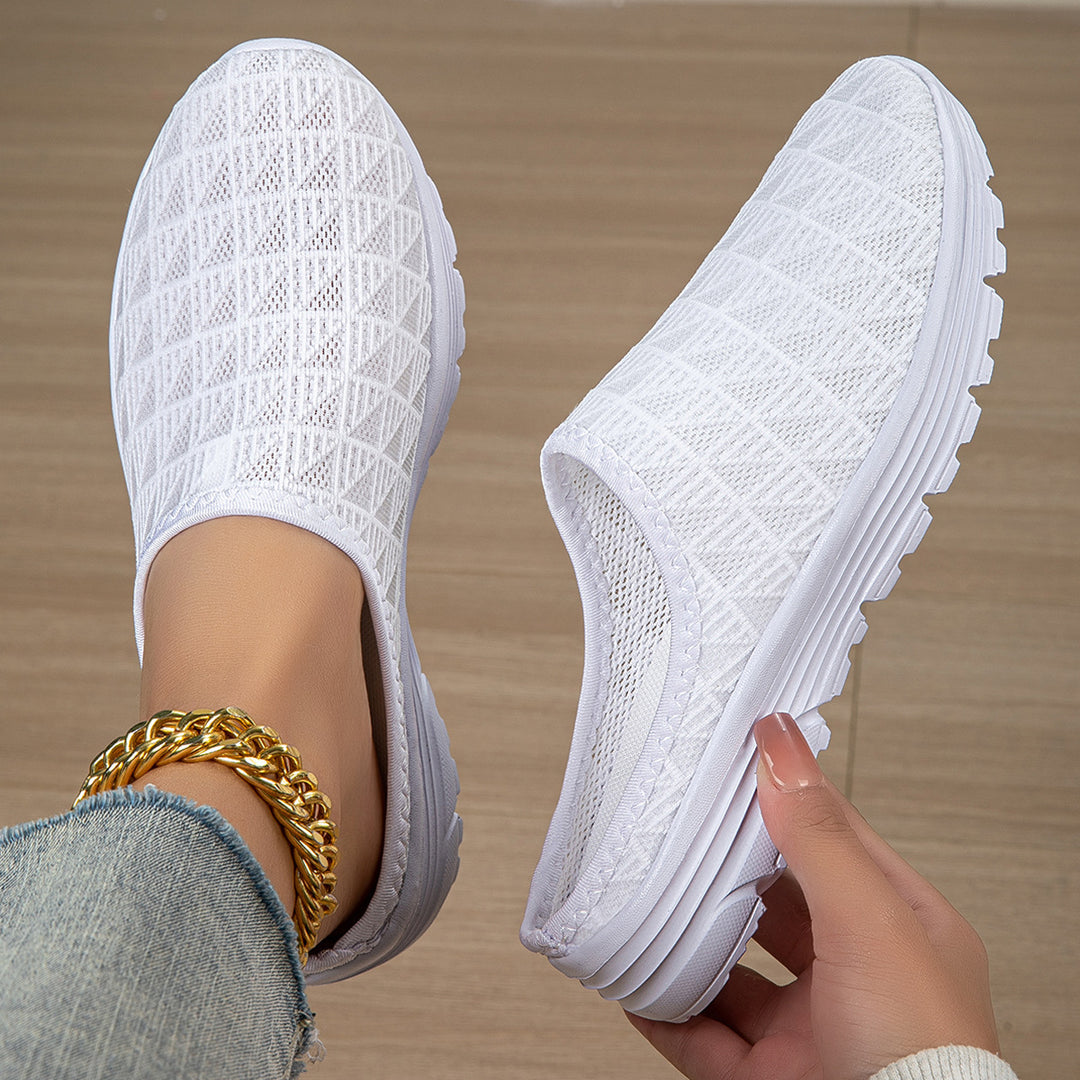 Ladies' breathable mesh slippers with diamond-structured upper and cushioned lightweight sole Mune Fashion