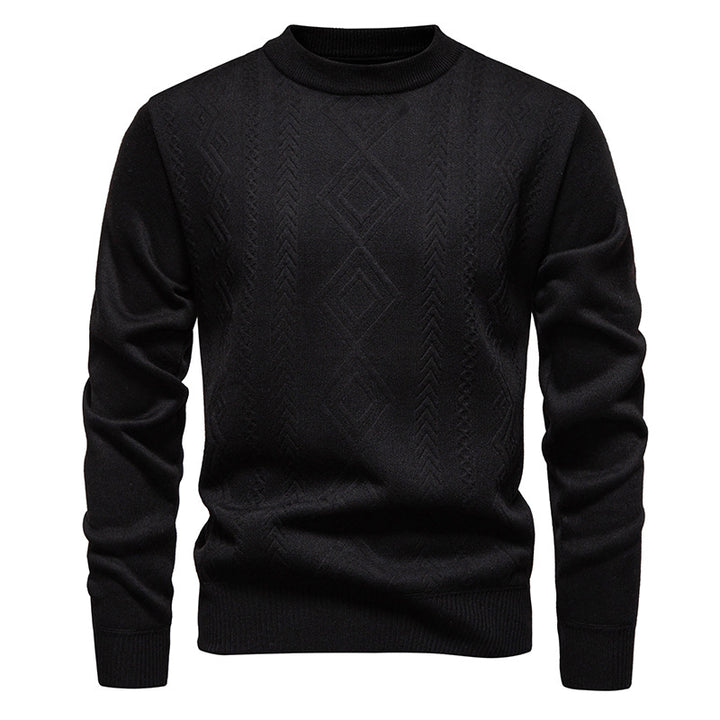 Men's knitted round neck sweater with diamond pattern and fine textured knit Mune Fashion