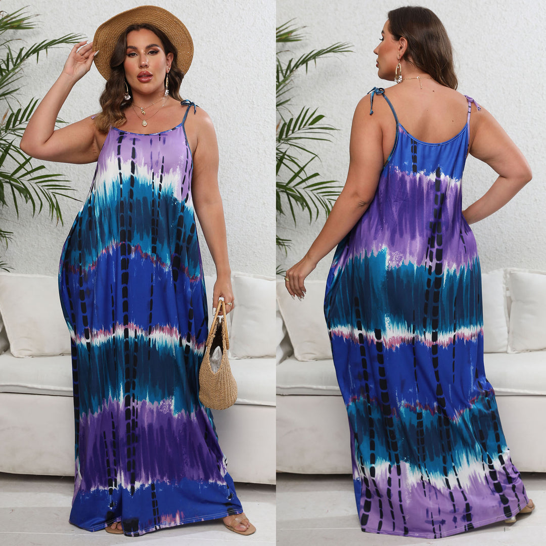 Women's airy maxi dress with colorful tie-dye pattern Mune Fashion