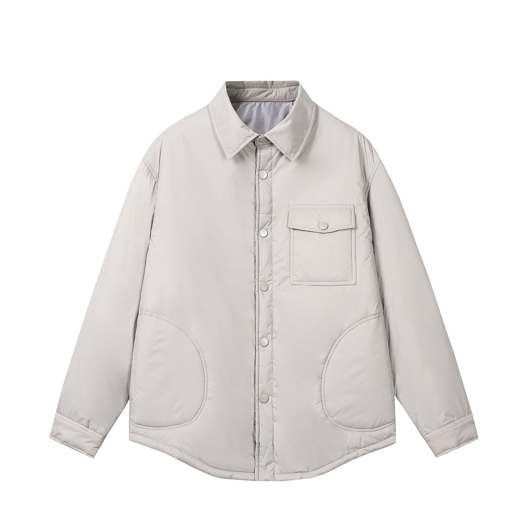 Unisex Short Cut Thermal Shirt Jacket with Shirt Collar and Flap Pocket Mune Fashion