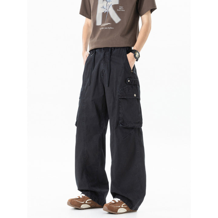 Men's Loose Cargo Pants in Baggy Cut with Utility Pockets and Drawstring Waist Mune Fashion