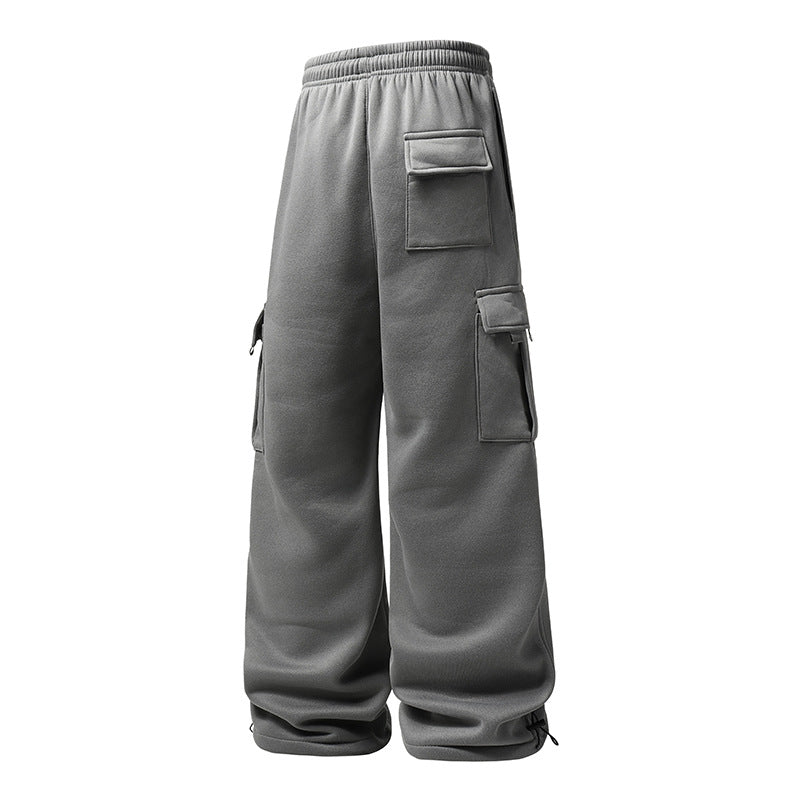 Men's Wide Cargo Jogging Pants with Thermofleece, Drawstring Waistband & Adjustable Leg Openings Mune Fashion