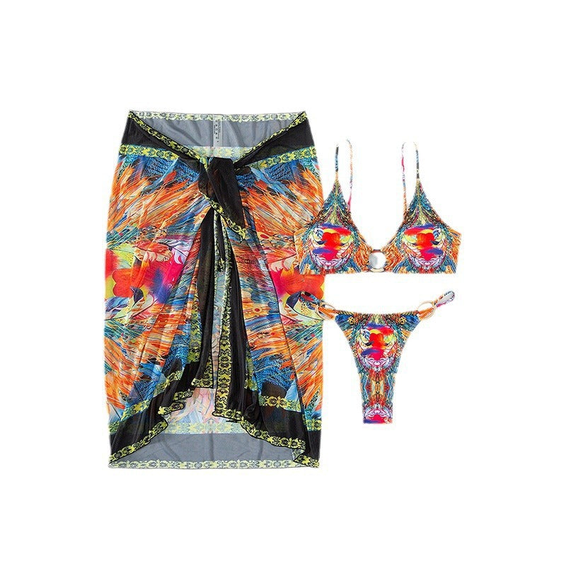 Women Bikini Set with elegant ring closure and wrap cloth Mune Fashion