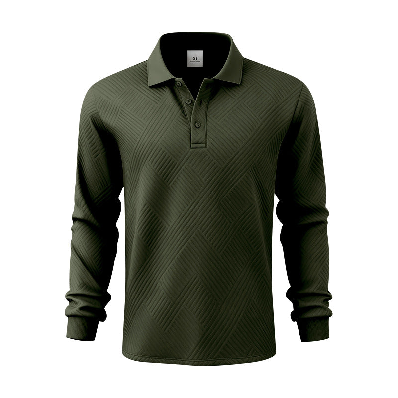 Men's long-sleeve polo shirt made of textured jacquard knit Mune Fashion