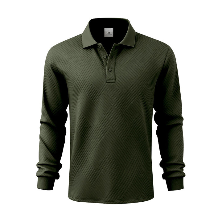 Men's long-sleeve polo shirt made of textured jacquard knit Mune Fashion