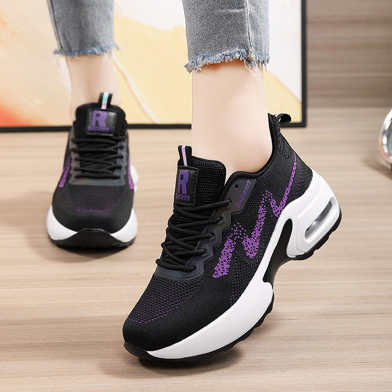 Women's fashionable knit fitness sneakers with ergonomic rocker sole and integrated cushioning chamber Mune Fashion