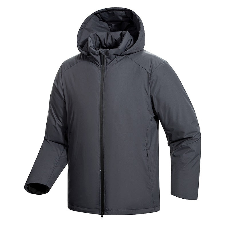 Men's Minimalist Thermal Hoodie Jacket with Quilted Insulation and Concealed Zipper Mune Fashion