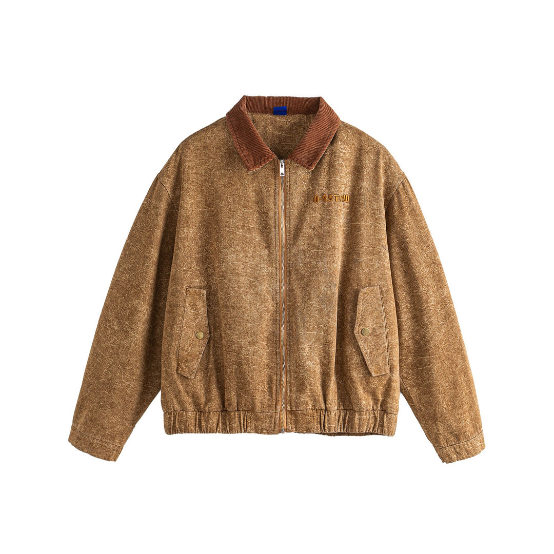 Unisex Boxy-Canvas-Bomber Jacket with Cord Collar and Utility Flap Pockets Mune Fashion