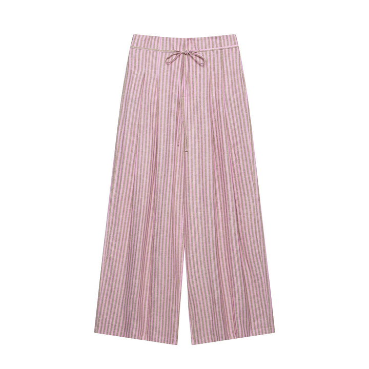 Women's High-Waisted Culotte Pants with Wide Leg, Drawstring and Front Slit Mune Fashion