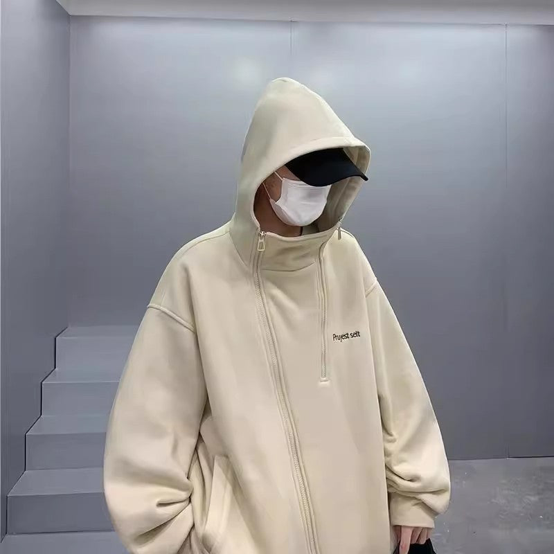 Unisex Oversized Fleece Jacket with High Collar and Zipper Mune Fashion