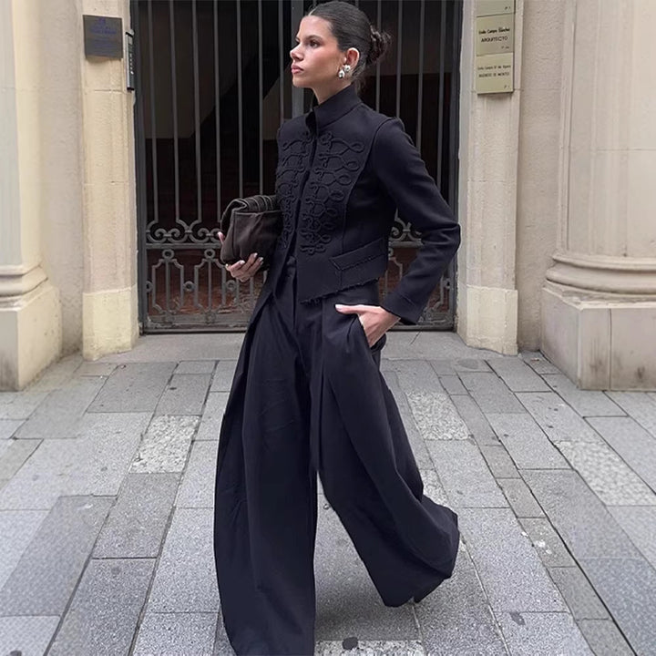 Women's Militarily Inspired Short Jacket with Cord and Hook Decoration Mune Fashion