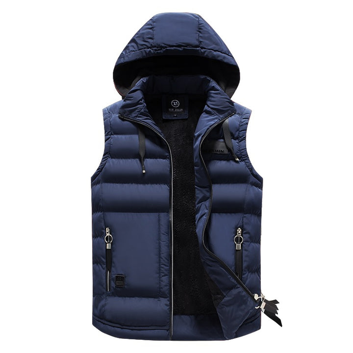Men's hooded quilted vest with teddy lining, water-repellent shell & zippered pockets Mune Fashion