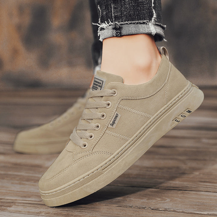 Men's Low Velvet Casual Sneakers with Padded Heel Collar and Subtle Seam Structure Mune Fashion