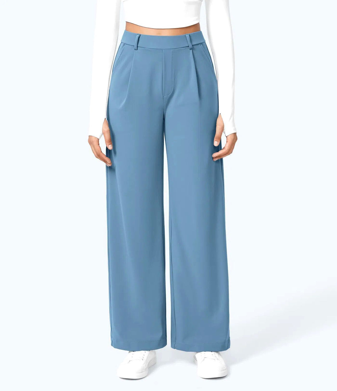 Women's Wide High-Waist Palazzo Pants with Pleats and Side Pockets Mune Fashion