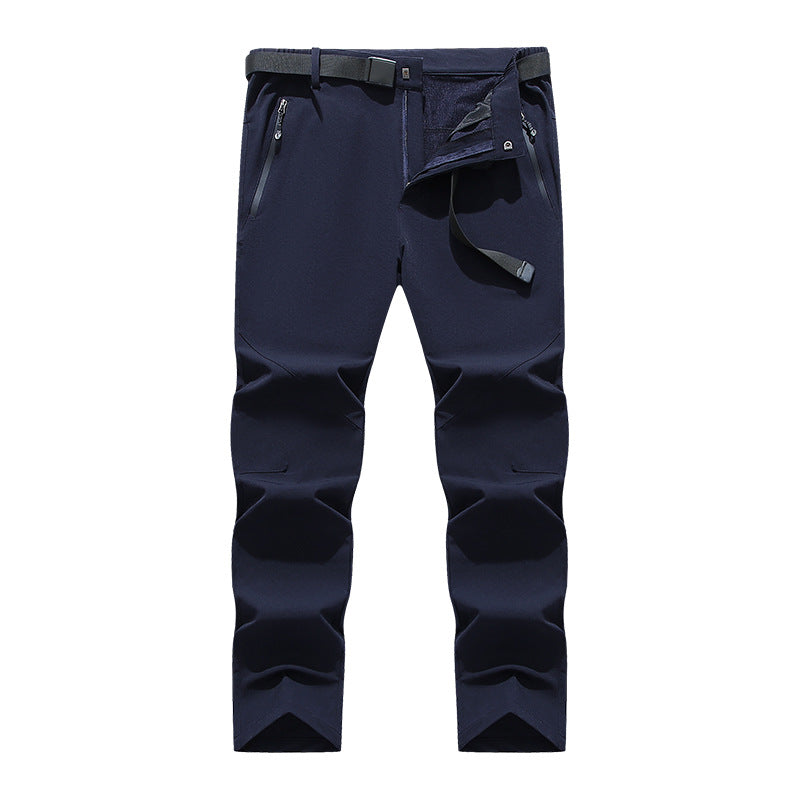 Men's flexible softshell trekking pants with pre-shaped knees and belt Mune Fashion