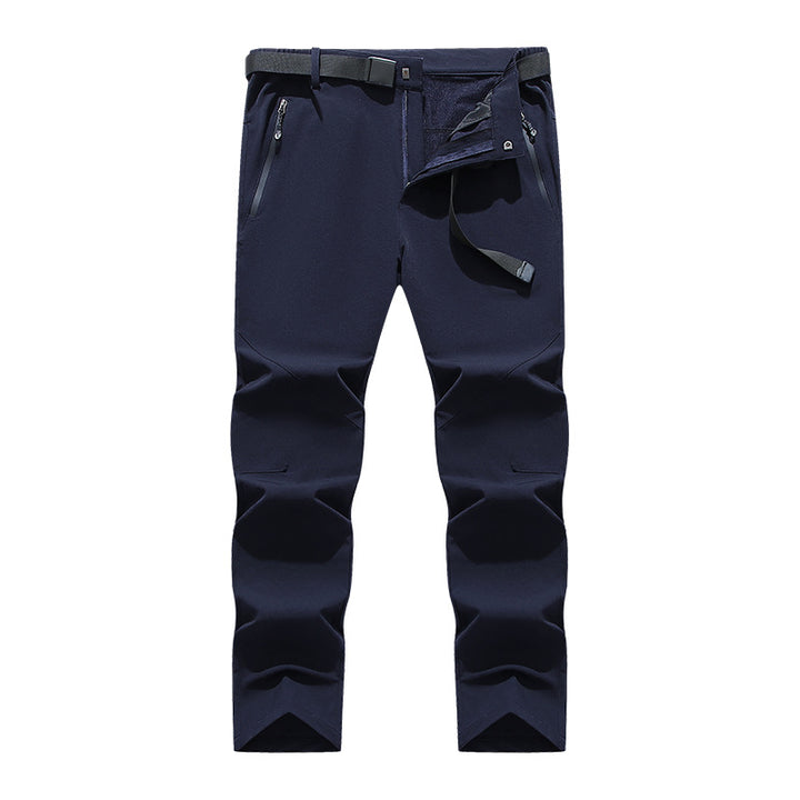 Men's flexible softshell trekking pants with pre-shaped knees and belt Mune Fashion