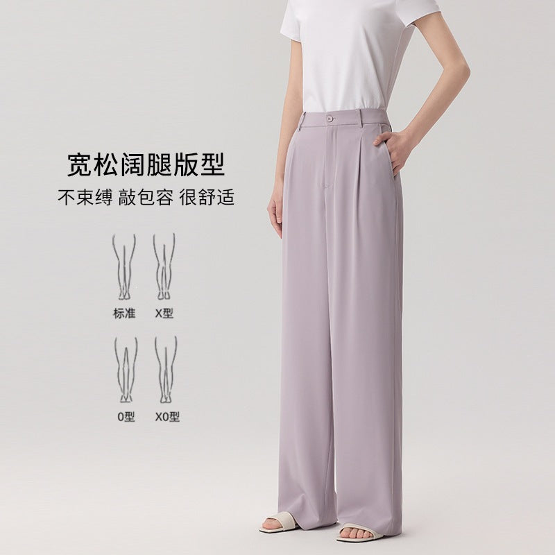 Women Wide High-Waisted Satin Pants with Pleats and Side Pockets Mune Fashion