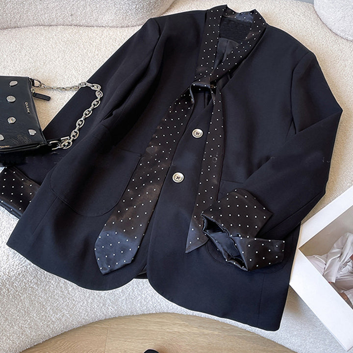 Ladies Stylish Blazer with Integrated Scarf Mune Fashion