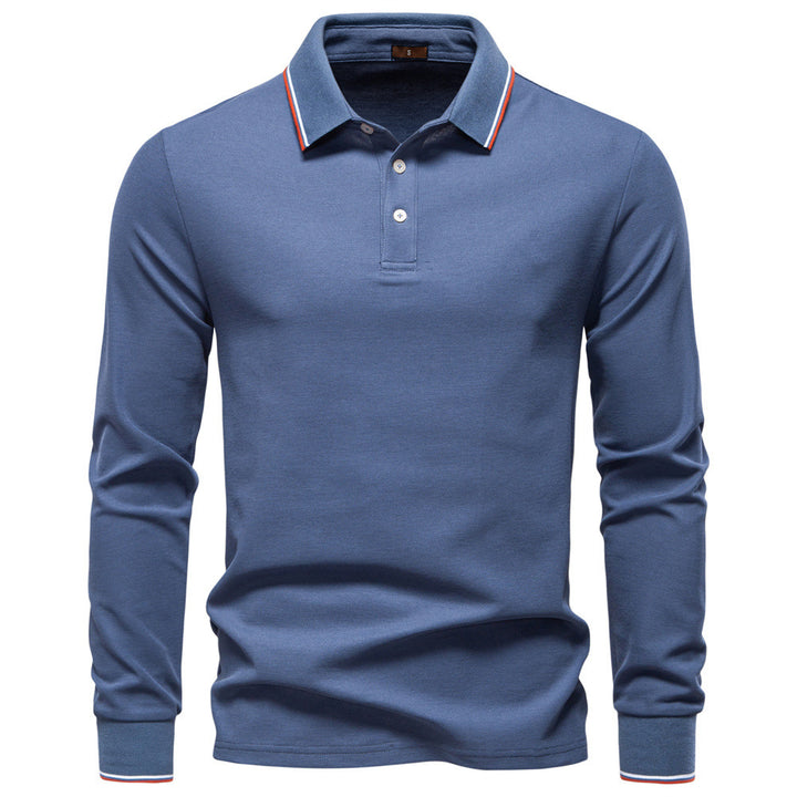 Men's tailored long-sleeve polo made of fine cotton pique with concealed button placket and ribbed cuffs Mune Fashion
