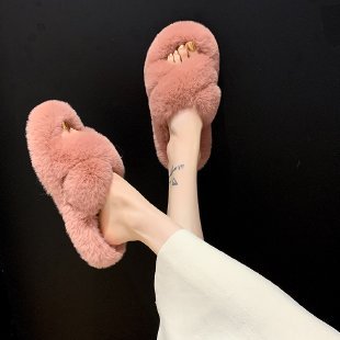 women's nan viscoelastic plush slippers with twisted strap and non-slip sole Mune Fashion