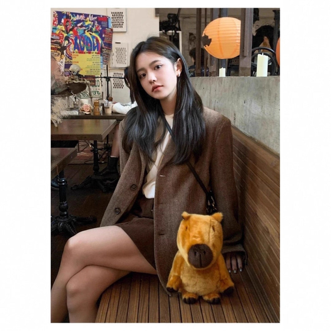 Women Plush Capybara Shoulder Bag with Stuffed Animal Design Mune Fashion