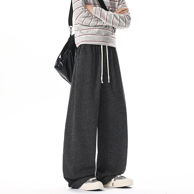 Women Extra Wide Knit Lounge Pants with Drawstring and Elastic Waist Mune Fashion