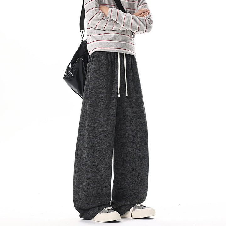 Women Extra Wide Knit Lounge Pants with Drawstring and Elastic Waist Mune Fashion