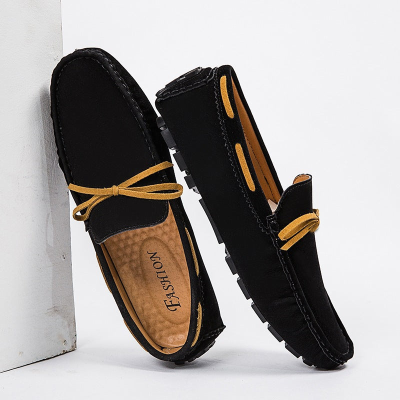 Men's suede moccasins with soft plush lining, decorative tassel, and textured rubber outsole Mune Fashion