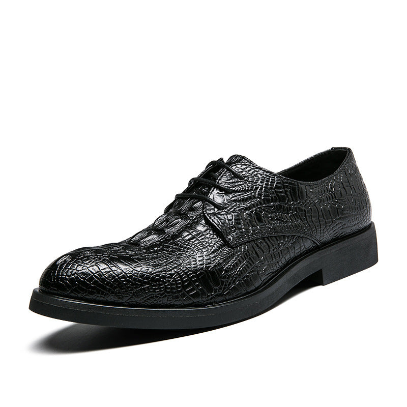 Men's elegant lace-up shoe in crocodile embossing look with padded comfort sole Mune Fashion