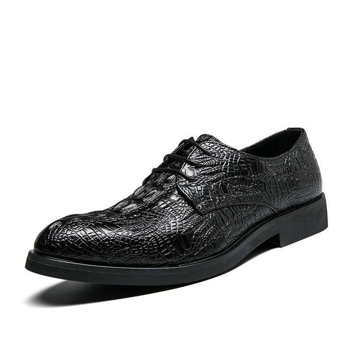 Men's elegant lace-up shoe in crocodile embossing look with padded comfort sole Mune Fashion