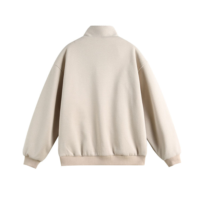 Women Lightweight Stand Collar Jacket with Folk Embroidery Appliqués and Ribbed Cuffs Mune Fashion