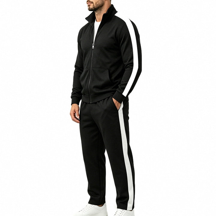 Men's Sport Tracksuit Set with Contrast Stripes, Zip Jacket and Jogging Pants Mune Fashion