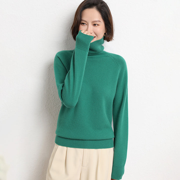 Ladies Slim Turtleneck Sweater made of fine knit with raglan sleeves Mune Fashion