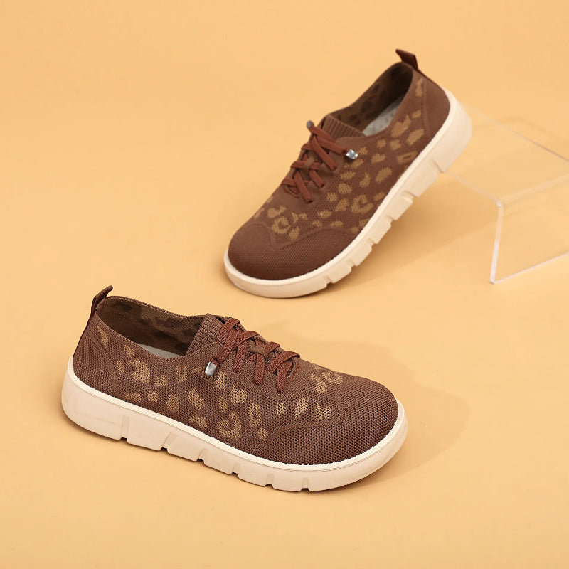 Women Breathable Sneakers with Fashionable Leopard Print Mune Fashion